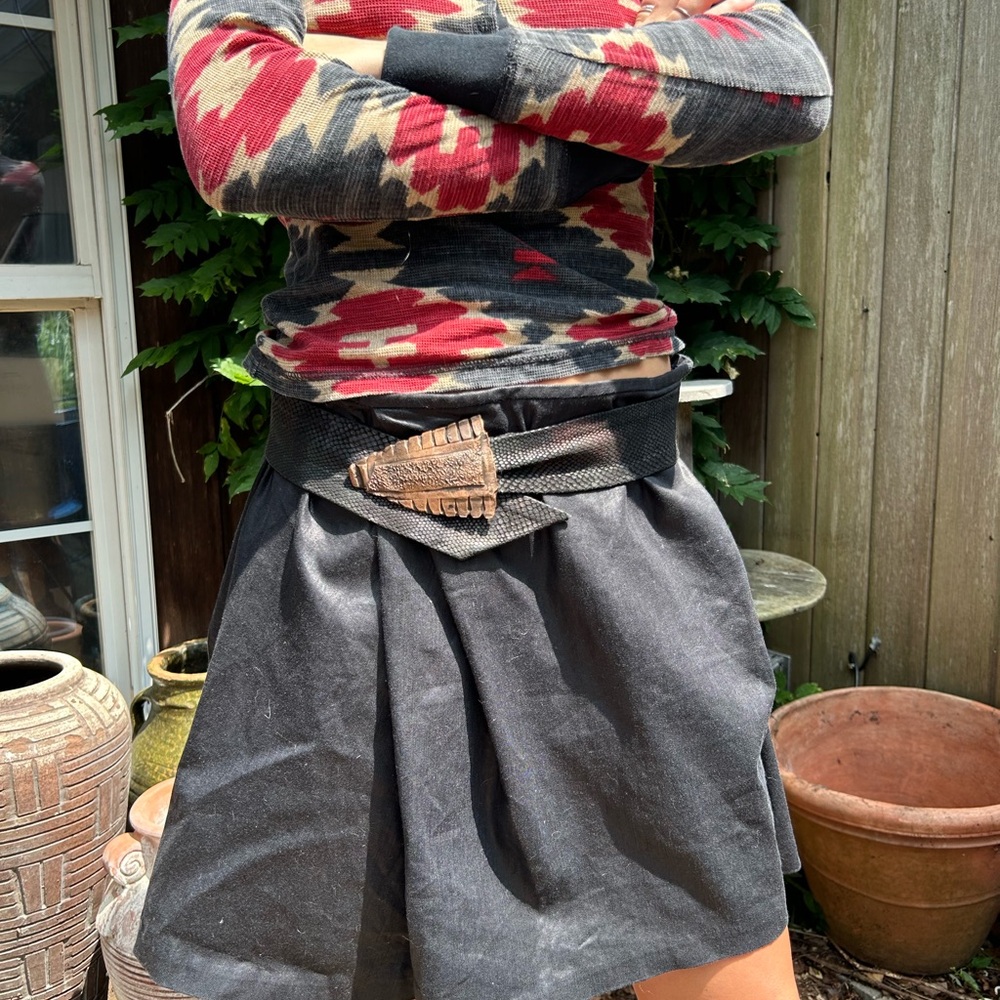 POLO Ralph Lauren AS NEW black with sheen a line short skirt 12